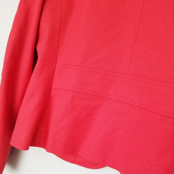 Talbots Cotton Linen Blend Blazer Jacket Women 12P Red Coral Single Button $169 - Picture 13 of 16